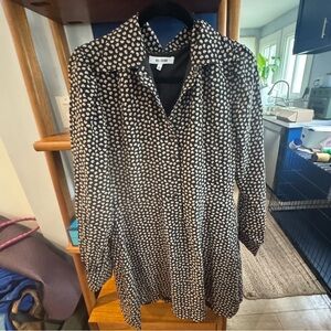 Re/Done 70's Croissant Print Silk Shirt Dress